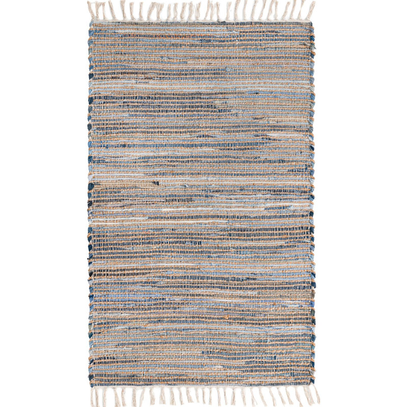 Holly-Rose Cotton Striped Indoor Rug, Rectangle 3'3" x 5'1"