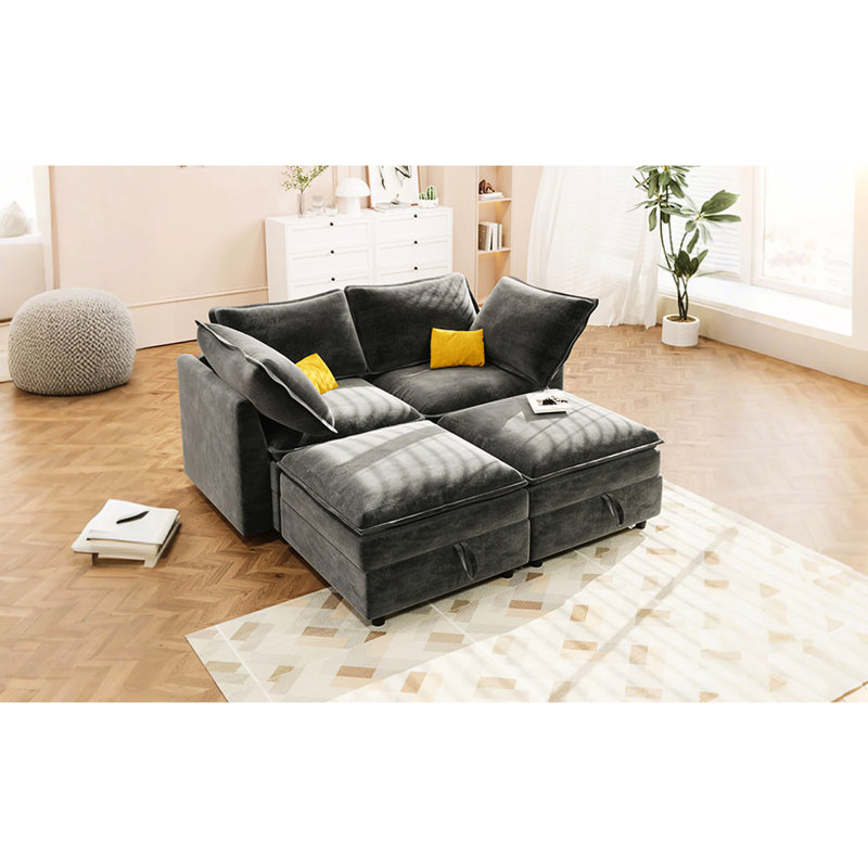 Grey Chenille 4 Modular , 19.7'' Seat Height For Comfort In Chenille, Structure, Gray