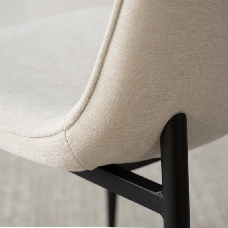 Chaise de salle à manger rembourrée en chenille, Beige