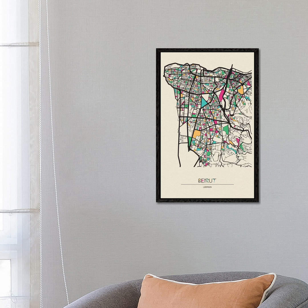 Beirut, Lebanon Map by Ayse Deniz Akerman - Print on Canvas