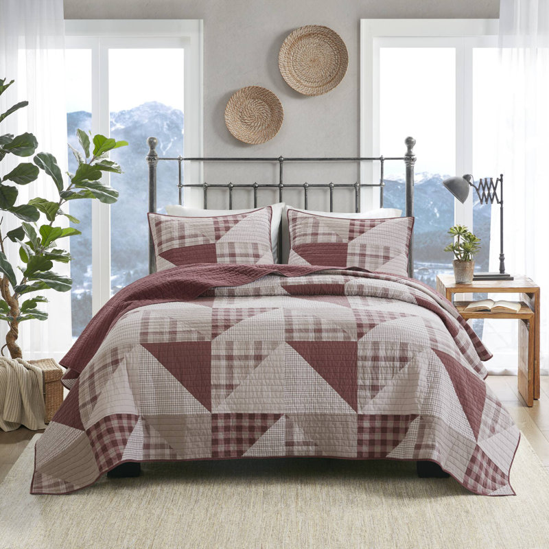 Woolrich Olsen Red Oversized 100% Cotton 3-Piece King/Cal King Coverlet Mini Set, King/Cal King, Red