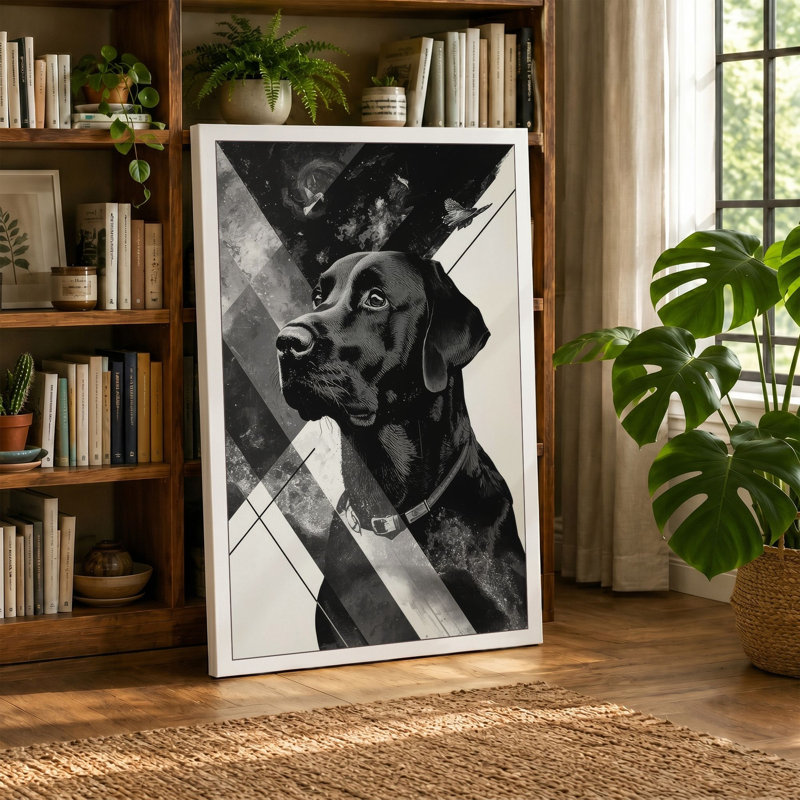 Dog and Geometry Modern - Wrapped Canvas, 18x12 - 45.7 x 30.5 cm, Terracotta Border
