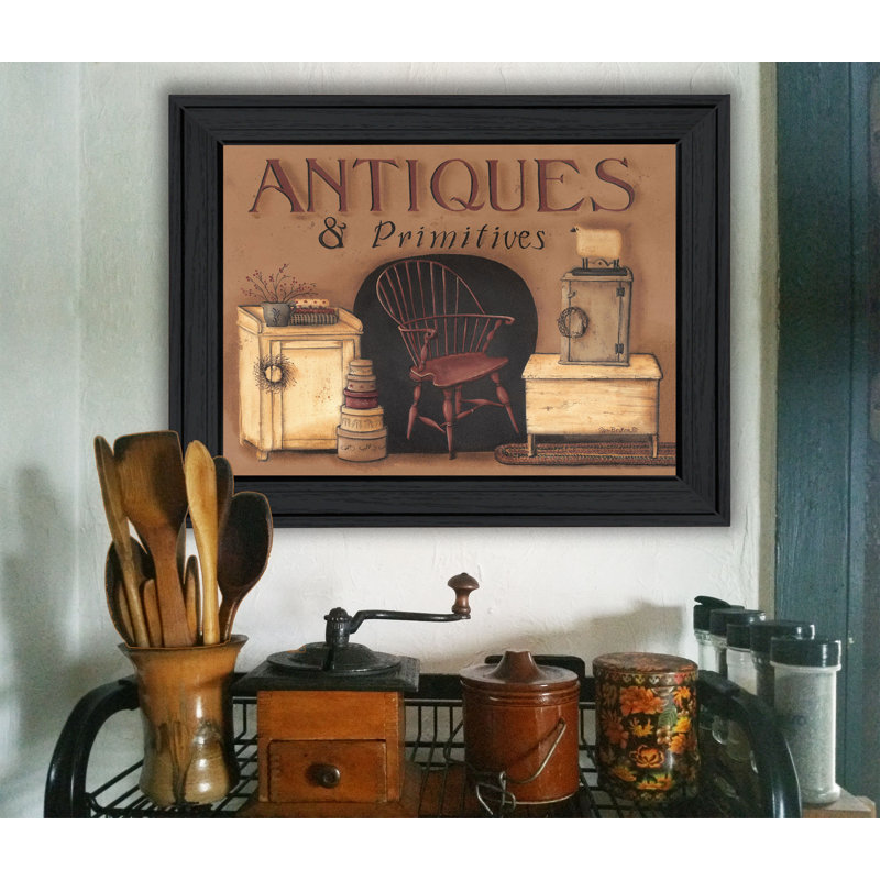 "Antiques and Primitives", art mural encadré pour salon, impression murale par Pam Britton