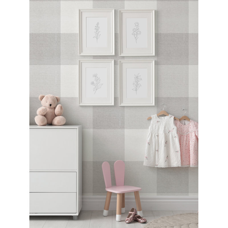 Panneau de papier peint à carreaux Marquett, L 2 pi x H 18 pi, Gris