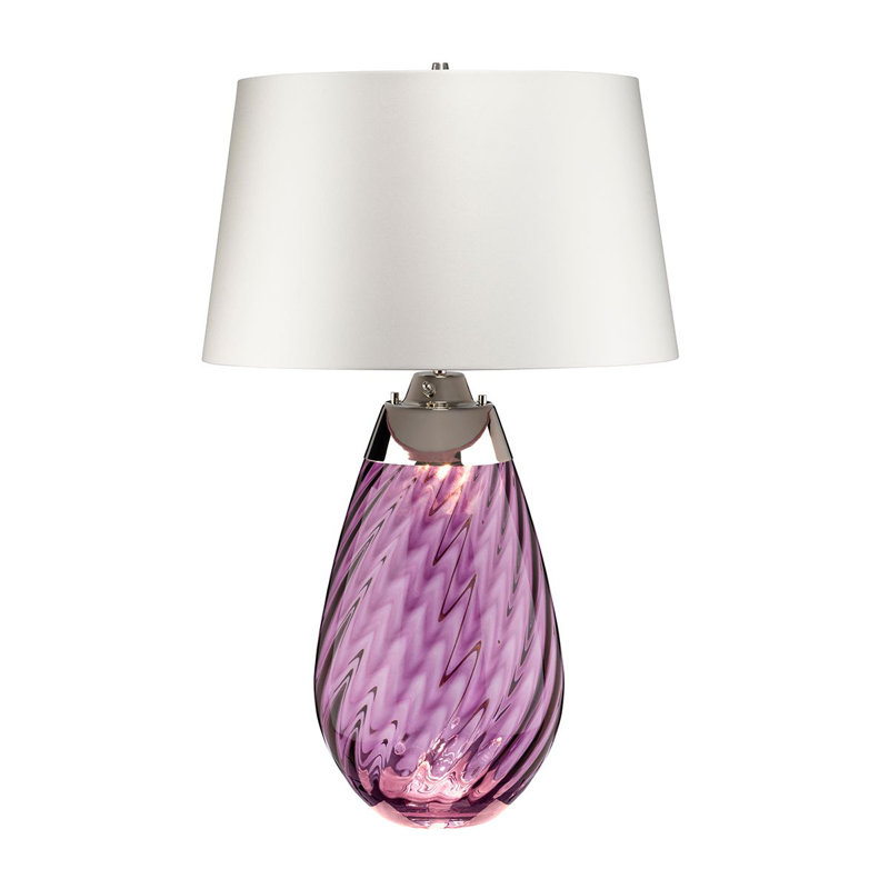 Lampe de table Lena, Blanc cassé, Mauve, H 29 po x l 18 po x P 18 po