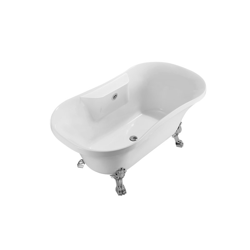 Baignoire de trempage sur pattes 60 "Streamline, Chrome poli, Chrome poli