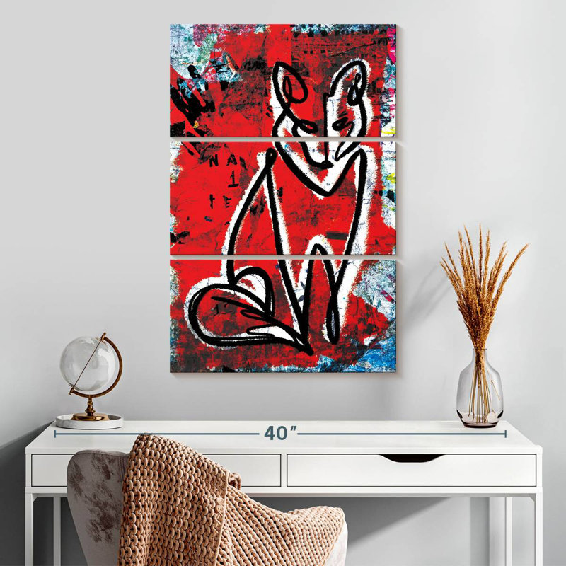 Renard Brampt abstrait, H 32 po x l 20 po