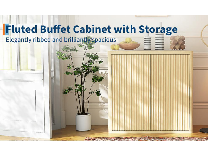 Buffet avec rangement, buffet à deux portes, armoire de rangement en chêne aggloméré de 25 mm d'épaisseur avec tablettes réglables