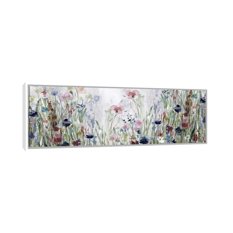 «Wildflower Fields On Canvas» par Carol Robinson, reproduction, Cadre blanc, H 20 po x l 60 po x P 1,5 po