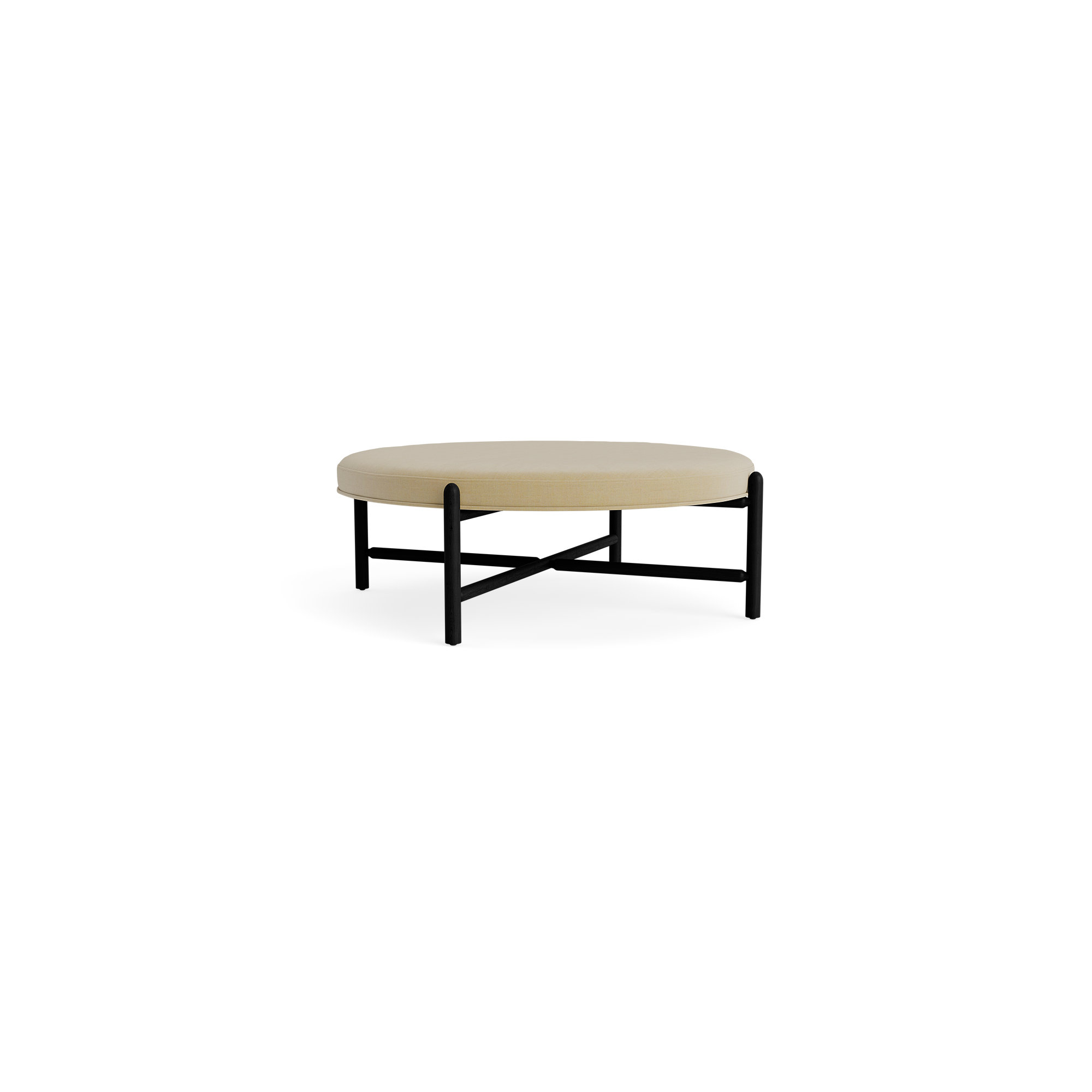 Vane 48" Round Ottoman, Black, Khaki