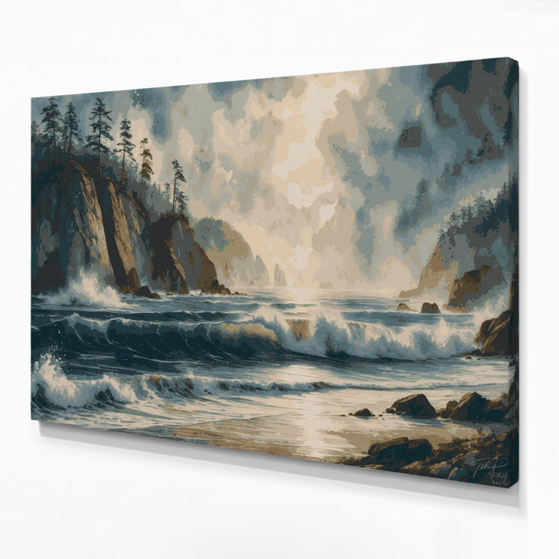 Coastal Pacific Coast, art mural sur toile noire, H 24 po x l 36 po