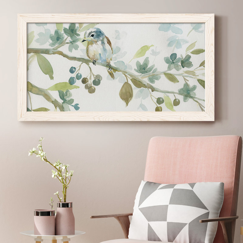 Début du printemps II - peinture sur toile encadrée, Blanc