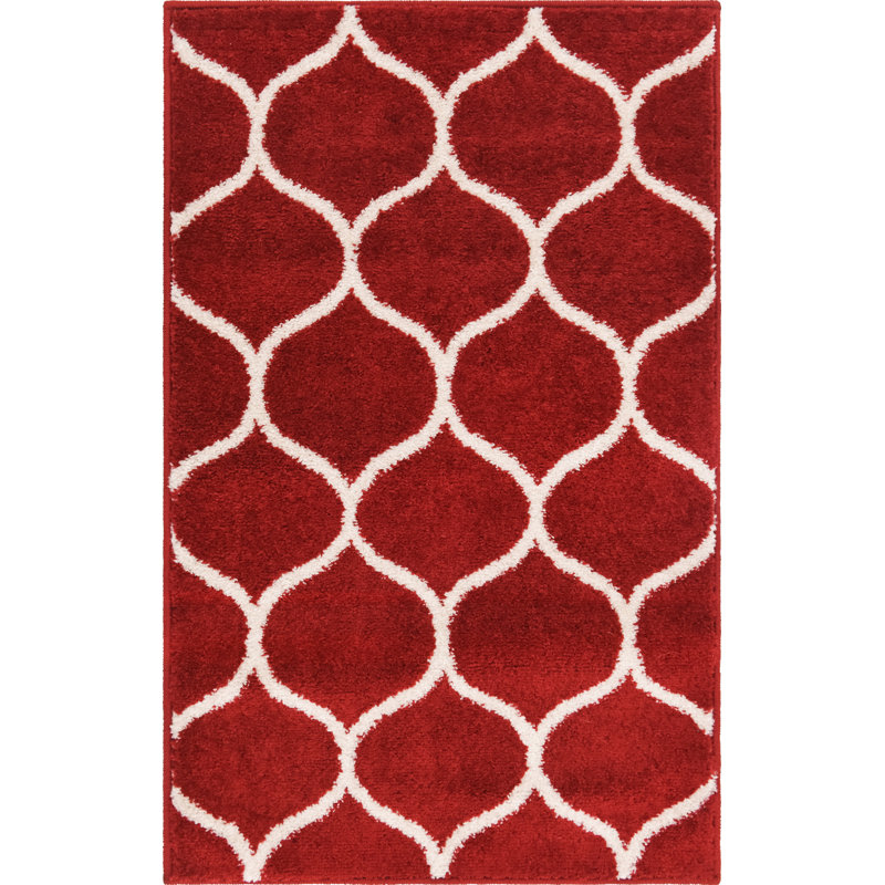 Tapis géométrique Llanet, Rectangle 2 pi x 3 pi 1 po, Red