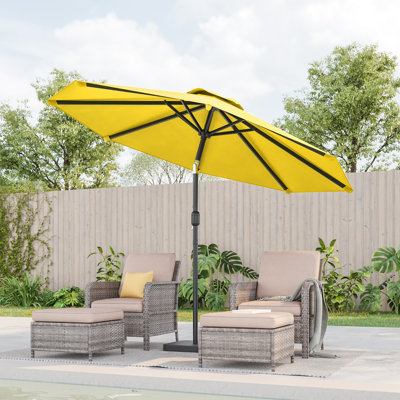 9Ft Patio Market Umbrella Outdoor Weather-Resistant Table Umbrella for Poolside