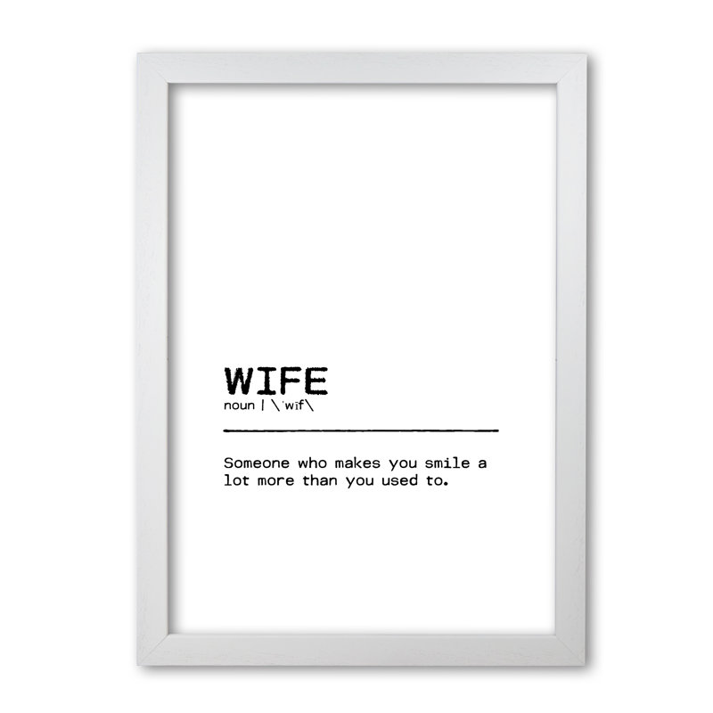 Wife Smile - Print, 60 cm H x 42 cm W x 5 cm D, White Grain Frame