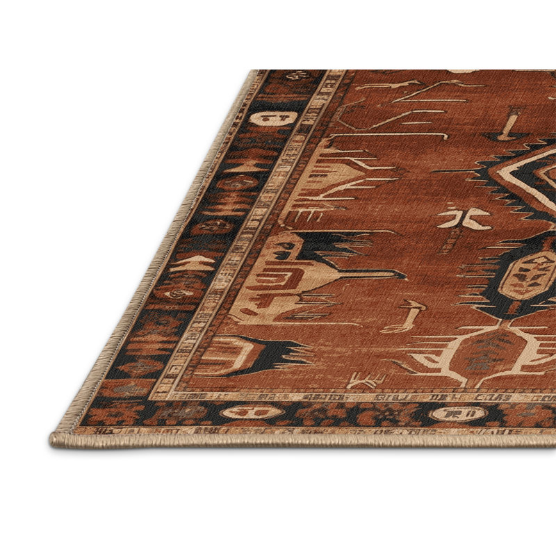 Tapis brun lavable à la machine, Carré 3 pi