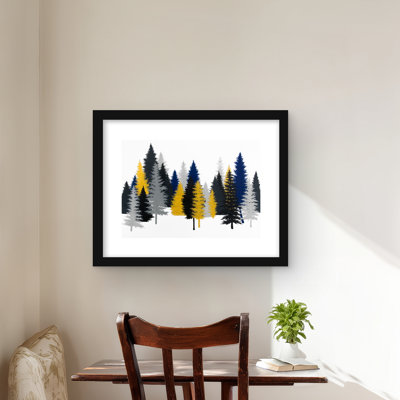 Golden Fir - Holidays Blue Framed Matted Print | Home Decor