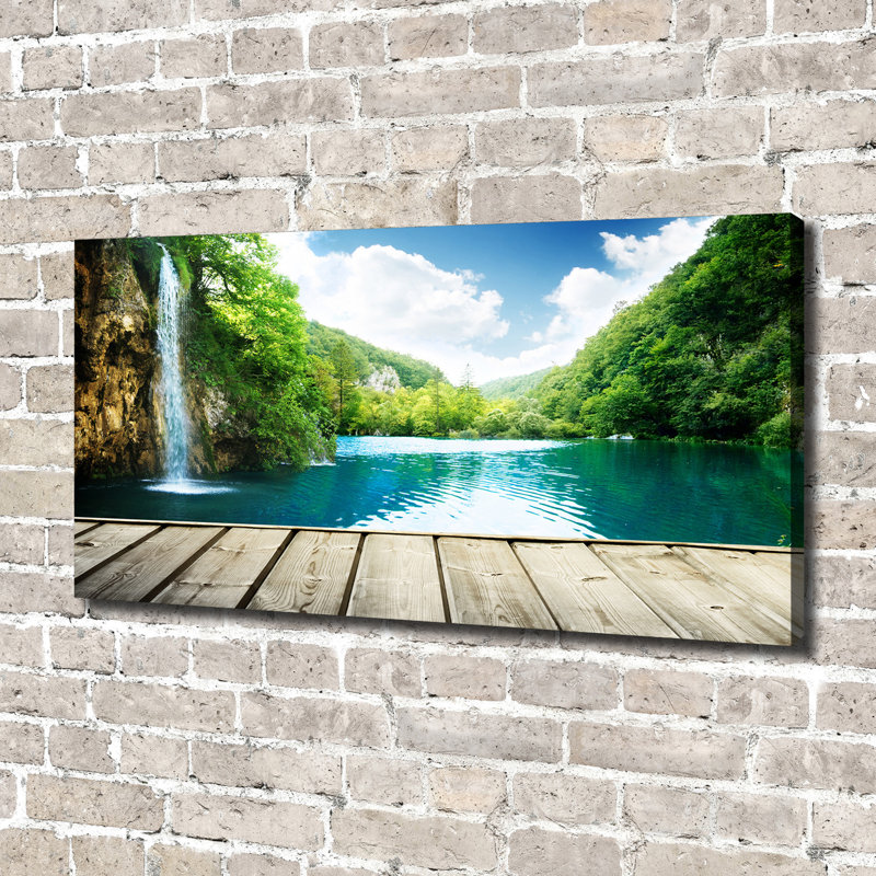 Waterfall In The Forest - No Frame Print on Canvas