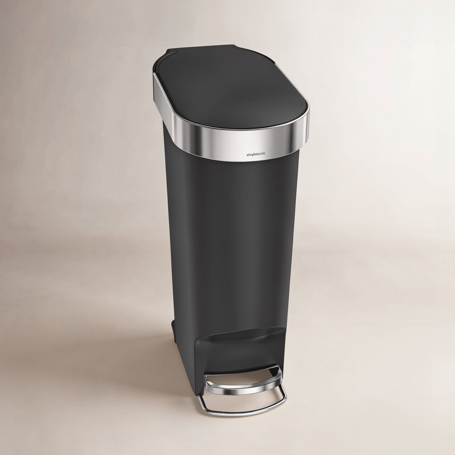 simplehuman 10.6gal Slim Step-On Trash Can, Black