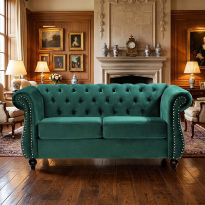 Luxurious Crushed Velvet Accent Chair with Button Tufting and Rolled Arms