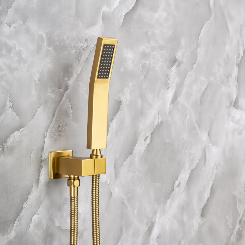 Complete Shower System with Rough-in Valve, Brushed Gold