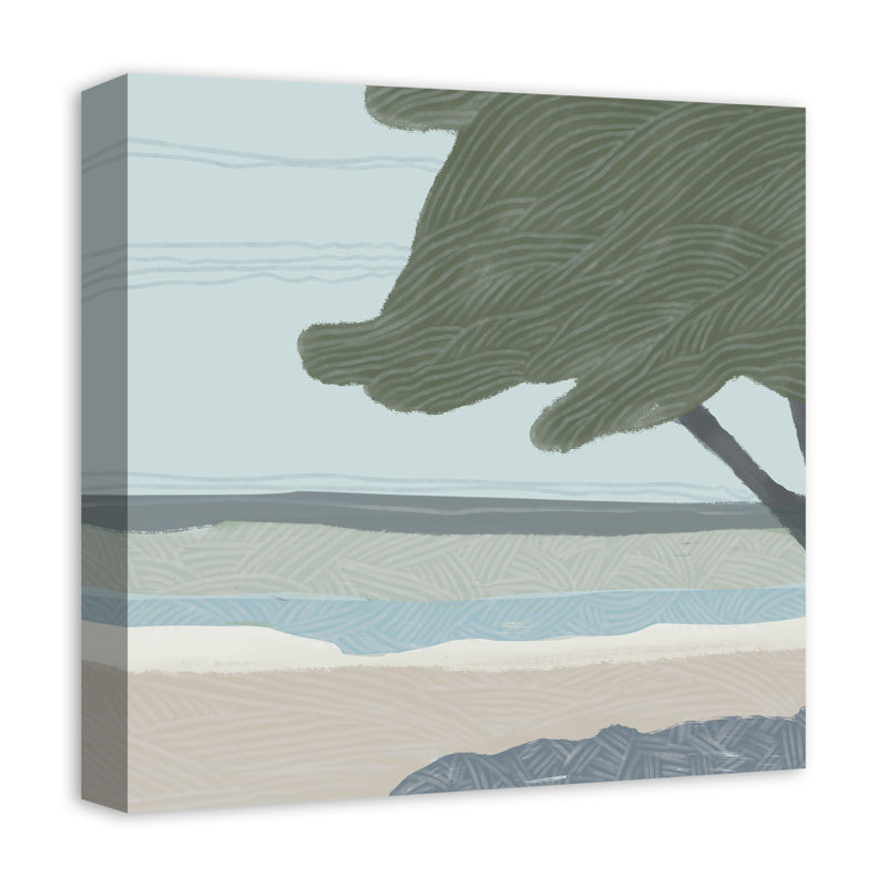 Plage abstraite sur toile, H 12 po x l 12 po x P 1,25 po