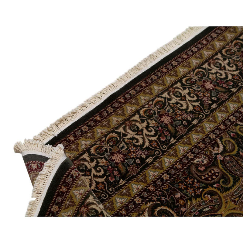 Wool Oriental Area Rug in Dark Green