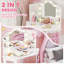 AIYAPLAY Kids Dressing Table and Stool Set with 2-Colour LED Lights White