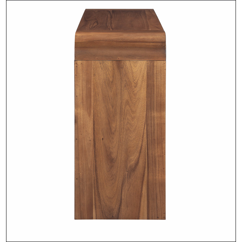 Rustic Console Table with Fluted Drawer Front, Entryway Table with Curved Corners & Thick Legs, Sturdy Sofa Table for Hallway & Living Room