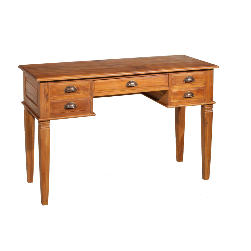 Jaylyn Solid Wood Writing Desk, Honey