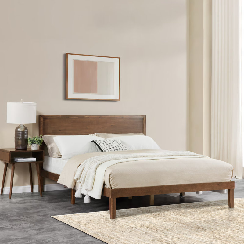 Base de lit avec tête de lit moderne Modern | Conception robuste en bois renforcé de caoutchouc pour une stabilité accrue et une finition écologique