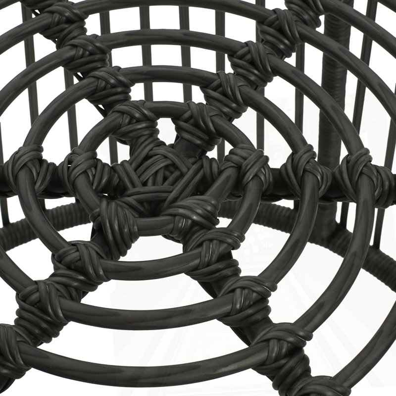 WICKER HIGH-BACK CHAIR, Dark Gray Cushion/Black Frame
