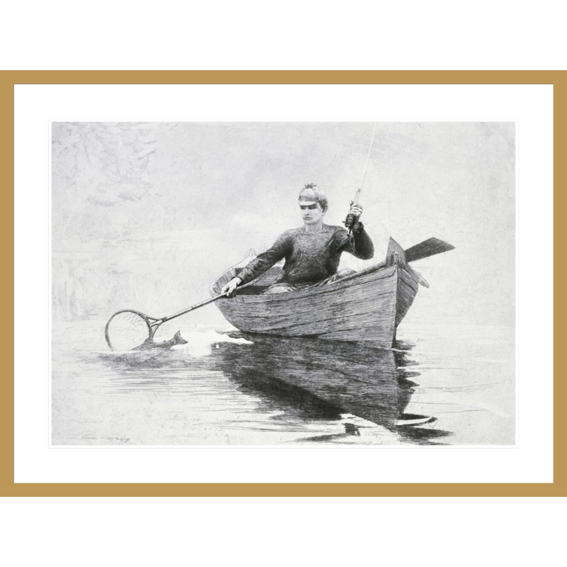 Pêche à la mouche, lac Saranac par Winslow Homer, impression giclée sur cadre, H 31,18 po x l 41,5 po