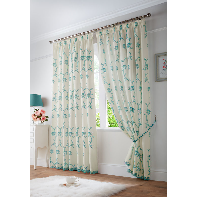 Cathryn Semi Sheer Curtain Pair, 140 W x 229 D cm, Teal