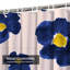Rideau de douche bleu à motif abstrait avec 12 crochets-1370557295