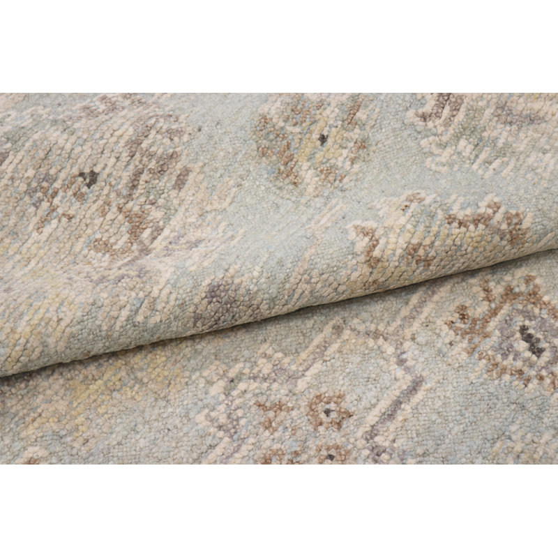 Oushak Hand-Knotted L. Blue Wool Area Rug, Rectangle 8'3" x 9'10"