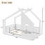 Lit simple pour enfants avec toit en forme de maison, fenêtre et tablette, bois massif, sans sommier - blanc-354652074-354652075