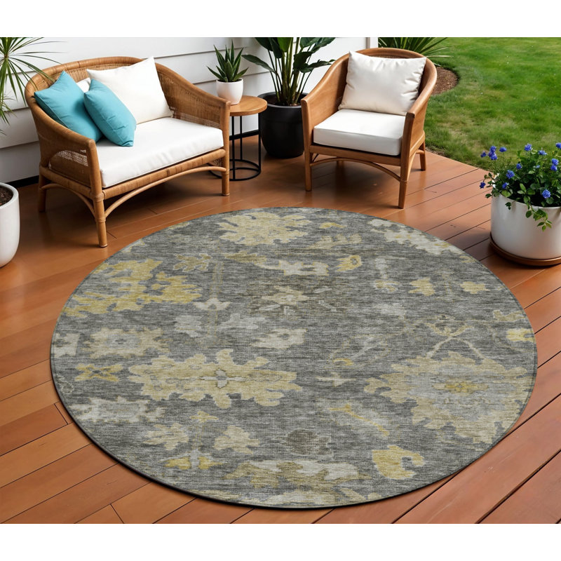 Tapis rond 8 po gris et gris anthracite