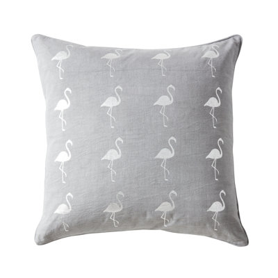 Embroidered Feather Linen Throw Pillow