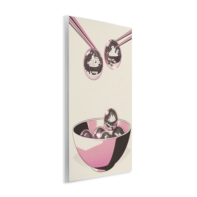 Plaque murale repas disco avec baguettes, design par Arlington Prints, H 15 po x l 10 po