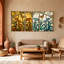 Ensemble de 3 reproductions d'art mural sur toile en vitrail-90918628