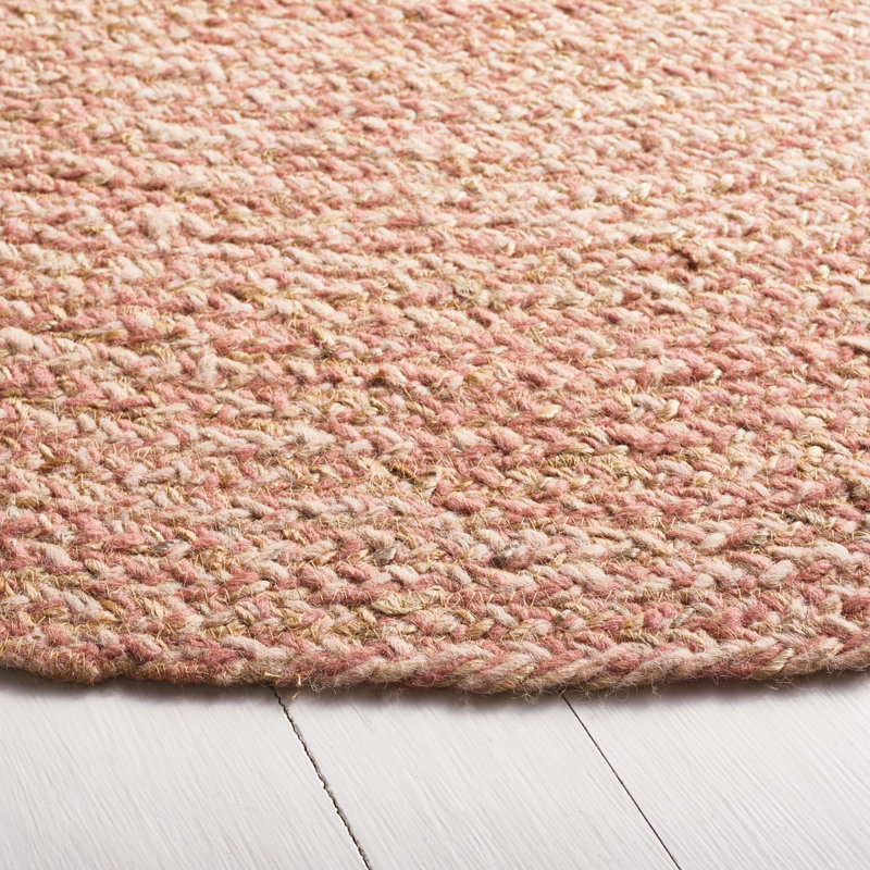 Jarid Natural Fiber Hand Loomed Wool/Jute Rug in Pink/Natural, Round 6'