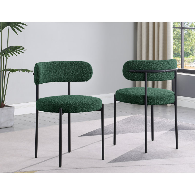Chaise d'appoint Azianna Boucle, Vert, Noir, noir, noir, noir