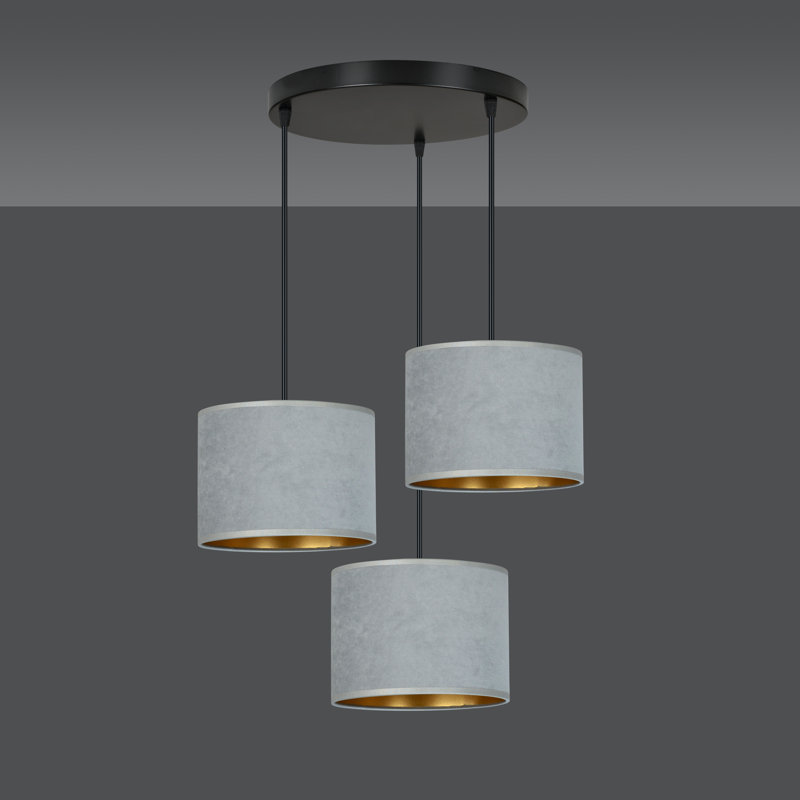 Eamie 3 - Light Black Cluster Pendant, Grey