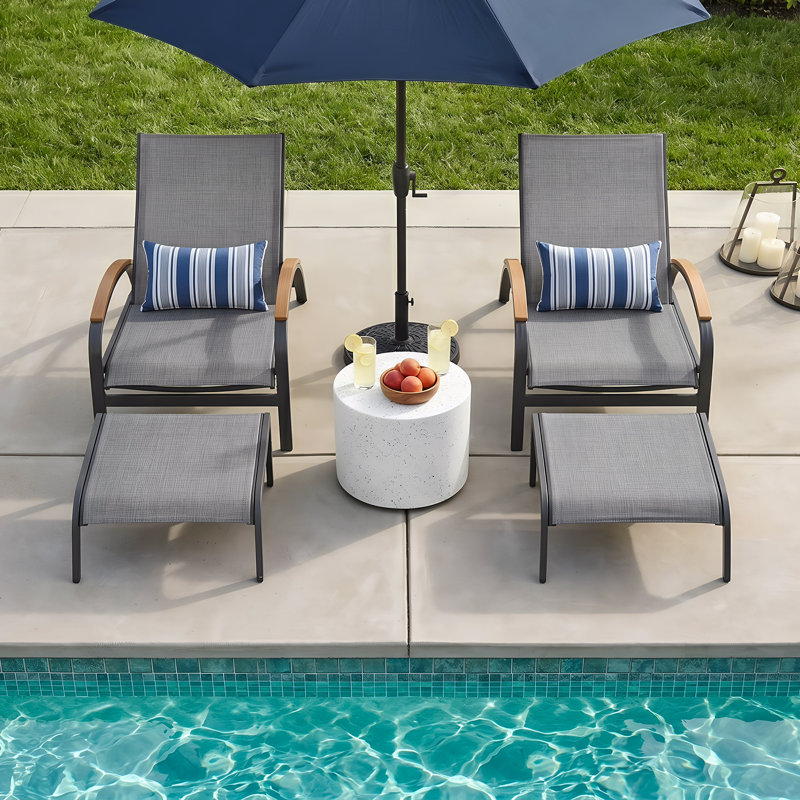 Chaise longue d'extérieur en tissu Phifertex