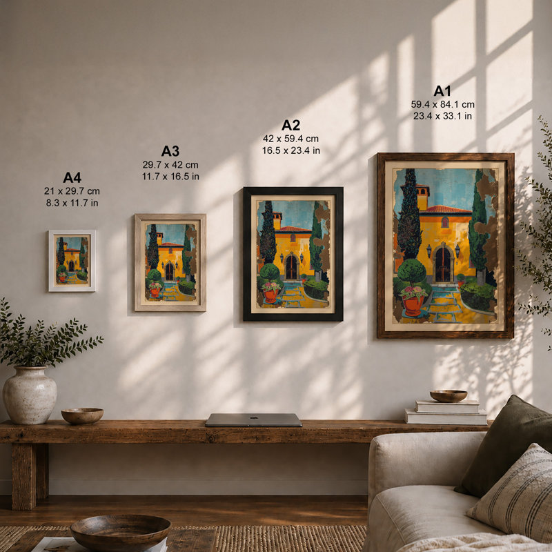 Mediterranean Villa Modern - Print, Unframed, A4 - 29.7 x 21.0 cm