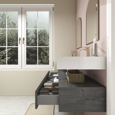 Alysa 71" Wall-Mounted Double Bathroom Vanity Set