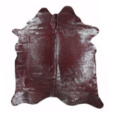 One-of-a-Kind Dyed Handmade Natural Product 5X7 Leather Maroon With Silver Frost Area Rug