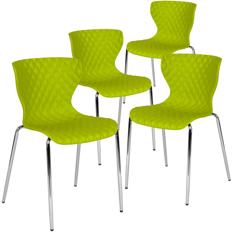 Chaise empilable en plastique Lowell, Vert, 4