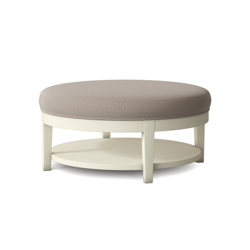 Midtown Upholstered Ottoman, Beige Performance Fabric; 0851-73, Honey Finish